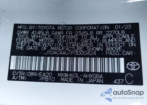 2023 Toyota Prius Xle z USA, uszkodzony, nr VIN JTDACAAU1P3000424
